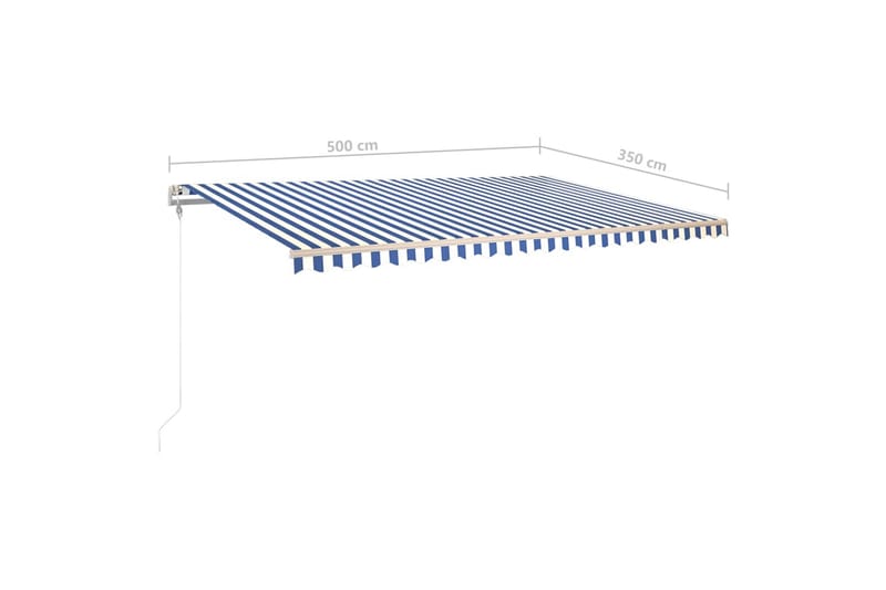 Markis med LED manuellt infällbar 500x350 cm blå och vit - Blå - Markiser - Terrassmarkis