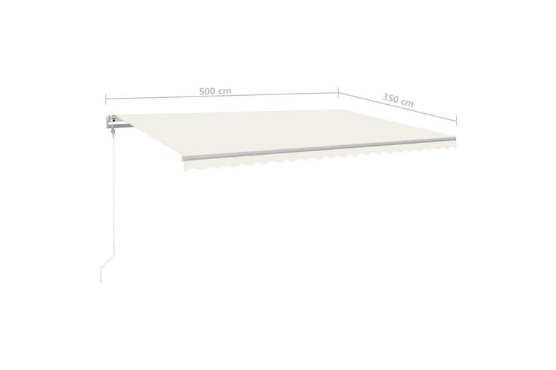 Markis med LED manuellt infällbar 500x350 cm gräddvit - Vit - Markiser - Terrassmarkis