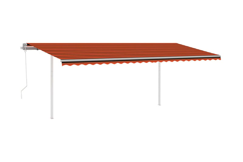 Markis med stolpar automatisk 6x3 m orange och brun - Orange - Utemöbler - Solskydd - Markiser