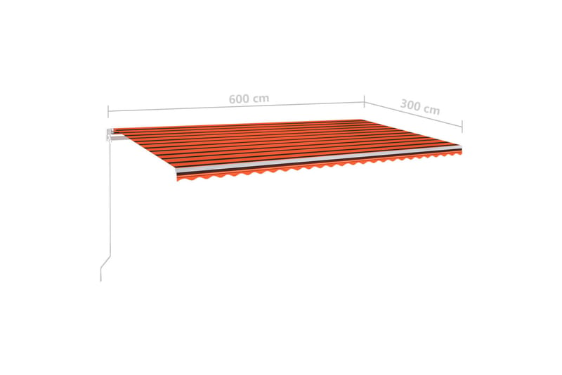 Markis med stolpar automatisk 6x3 m orange och brun - Orange - Utemöbler - Solskydd - Markiser