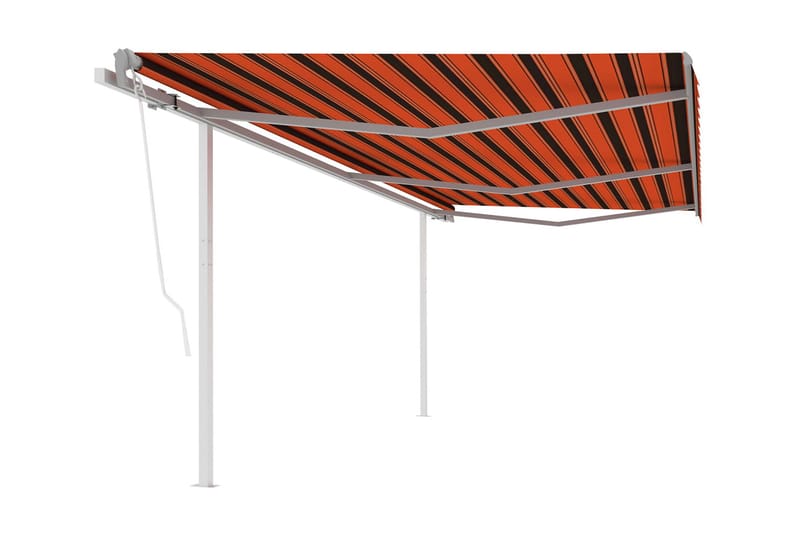 Markis med stolpar automatisk 6x3 m orange och brun - Orange - Markiser - Terrassmarkis