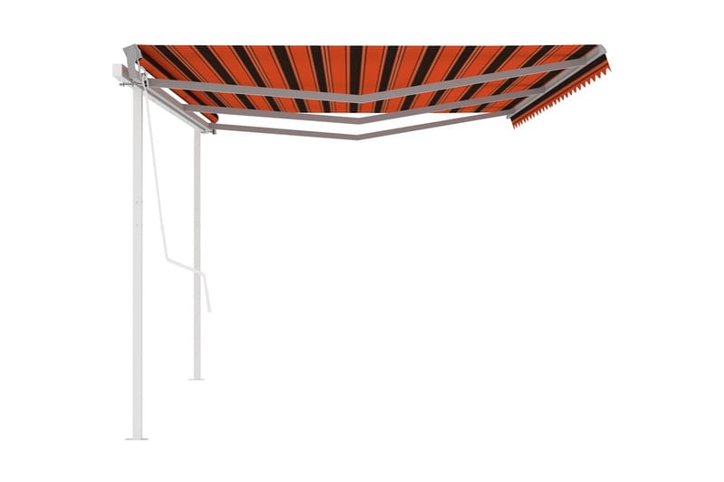 Markis med stolpar automatisk 6x3 m orange och brun - Orange - Markiser - Terrassmarkis