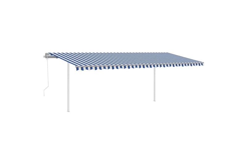 Markis med stolpar automatisk 6x3,5 m blå och vit - Blå - Markiser - Terrassmarkis