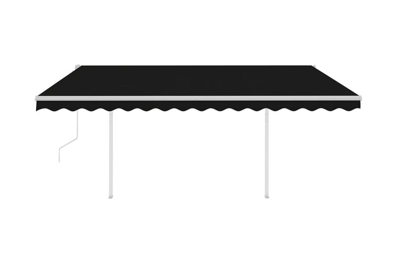 Markis med stolpar automatisk infällbar 4x3 m antracit - Grå - Markiser - Terrassmarkis