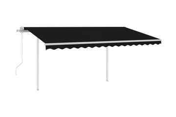 Markis med stolpar automatisk infällbar 4x3,5 m antracit