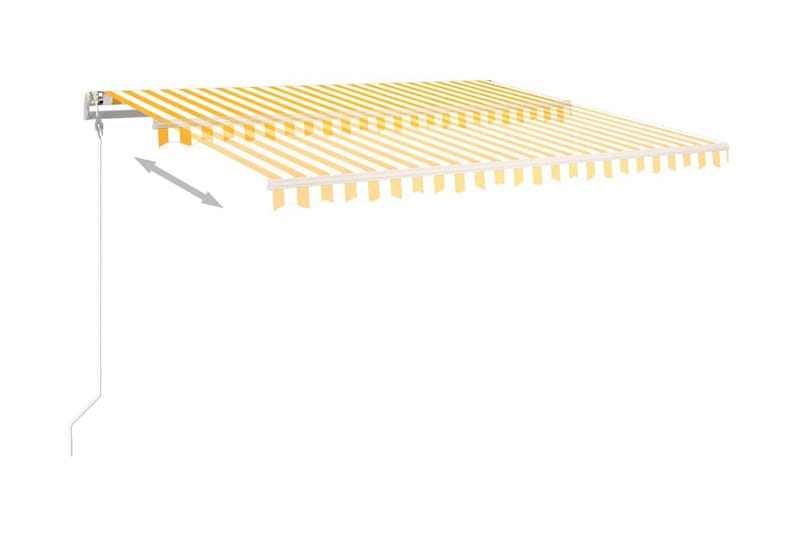 Markis med stolpar automatiskt infällbar 4,5x3 m gul och vit - Gul - Markiser - Terrassmarkis