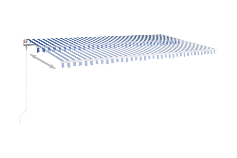 Markis med stolpar automatiskt infällbar 6x3 m blå/vit - Blå - Markiser - Terrassmarkis