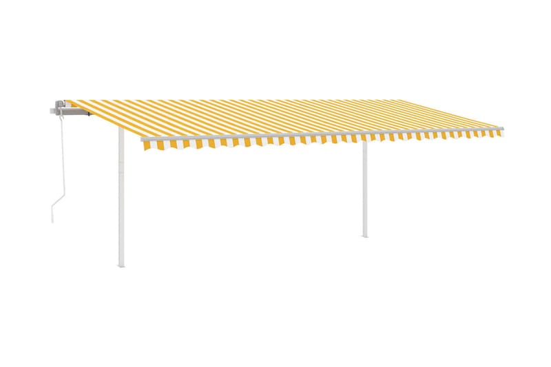 Markis med stolpar manuellt infällbar 3,5x2,5 m gul och vit - Gul - Markiser - Terrassmarkis