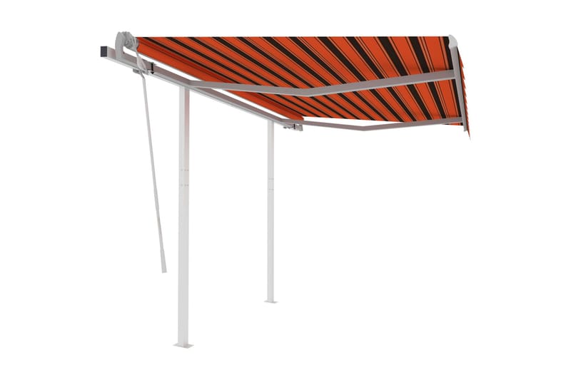 Markis med stolpar manuellt infällbar 3,5x2,5 m orange och b - Orange - Utemöbler - Solskydd - Markiser