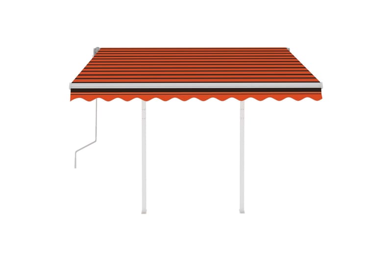 Markis med stolpar manuellt infällbar 3,5x2,5 m orange och b - Orange - Utemöbler - Solskydd - Markiser