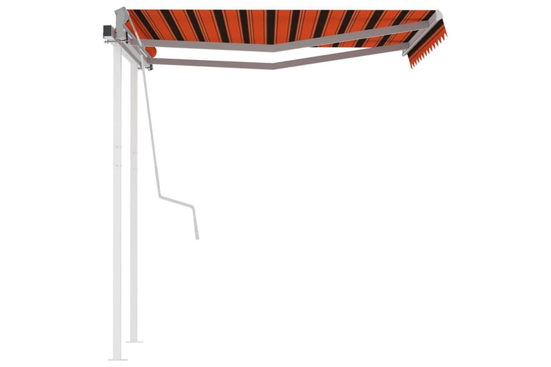 Markis med stolpar manuellt infällbar 3,5x2,5 m orange och b - Orange - Utemöbler - Solskydd - Markiser