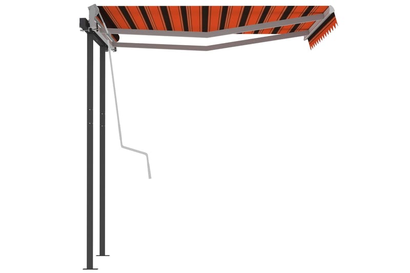 Markis med stolpar manuellt infällbar 3,5x2,5 m orange och b - Orange - Utemöbler - Solskydd - Markiser