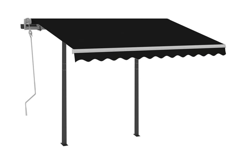 Markis med stolpar manuellt infällbar 3x2,5 m antracit - Grå - Markiser - Terrassmarkis