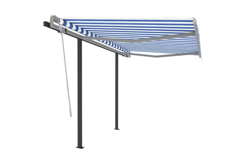 Markis med stolpar manuellt infällbar 3x2,5 m blå och vit - Blå - Markiser - Terrassmarkis