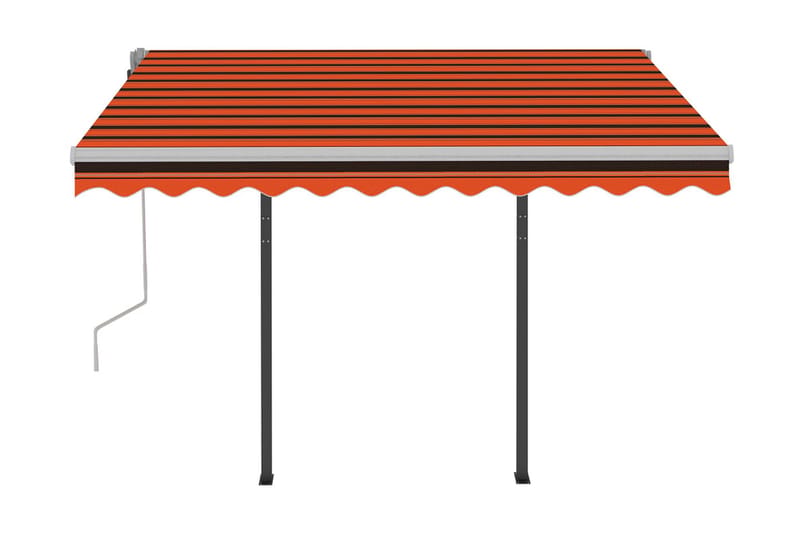 Markis med stolpar manuellt infällbar 3x2,5 m orange och bru - Orange - Utemöbler - Solskydd - Markiser