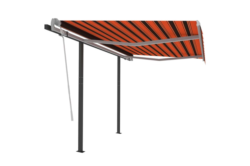 Markis med stolpar manuellt infällbar 3x2,5 m orange och bru - Orange - Utemöbler - Solskydd - Markiser