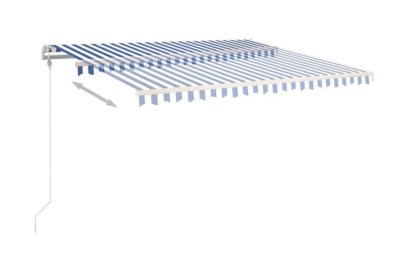 Markis med stolpar manuellt infällbar 4,5x3 m blå och vit - Blå - Utemöbler - Solskydd - Markiser