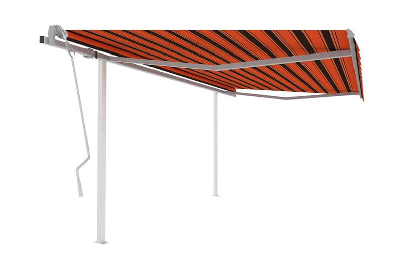 Markis med stolpar manuellt infällbar 4,5x3 m orange och bru - Orange - Utemöbler - Solskydd - Markiser