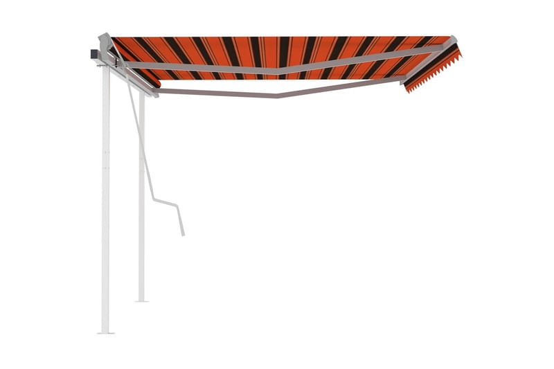 Markis med stolpar manuellt infällbar 4,5x3 m orange och bru - Orange - Utemöbler - Solskydd - Markiser