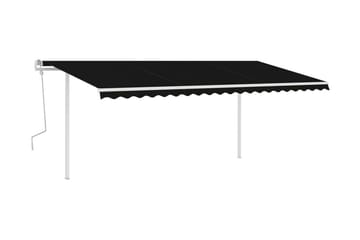 Markis med stolpar manuellt infällbar 5x3 m antracit