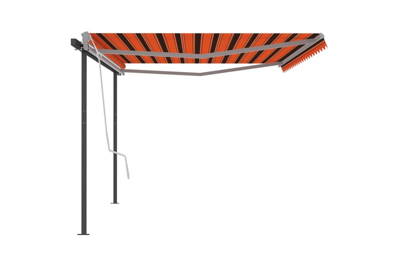 Markis med stolpar manuellt infällbar 5x3 m orange och brun - Orange - Markiser - Terrassmarkis