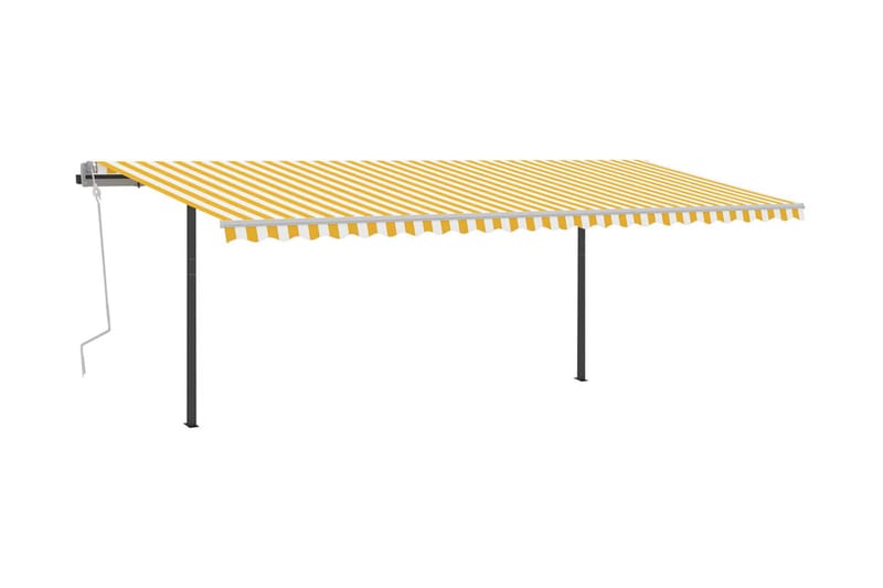Markis med stolpar manuellt infällbar 6x3 m gul och vit - Gul - Markiser - Terrassmarkis