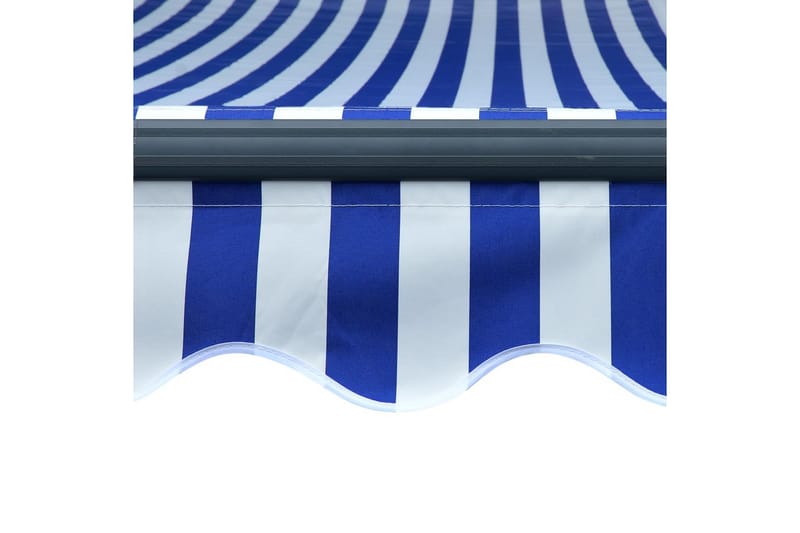 Markis med vindsensor & LED 400x300 cm blå och vit - Blå - Fönstermarkis - Markiser