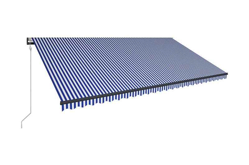 Markis med vindsensor & LED 600x300 cm blå och vit - Blå - Utemöbler - Solskydd - Markiser