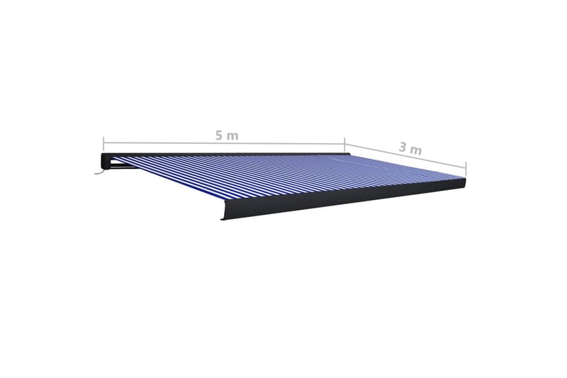 Markis motoriserad 500x300 cm blå och vit - Blå - Utemöbler - Solskydd - Markiser