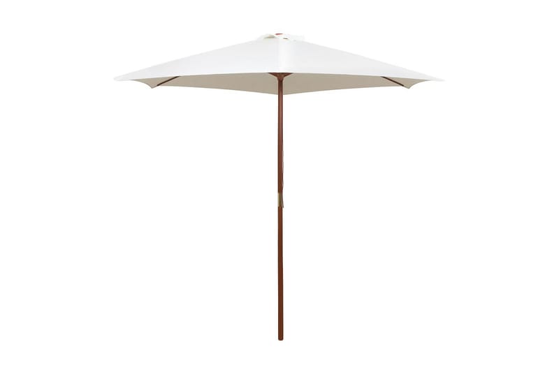 Parasoll 270x270 cm trästång gräddvit - Vit - Parasoll