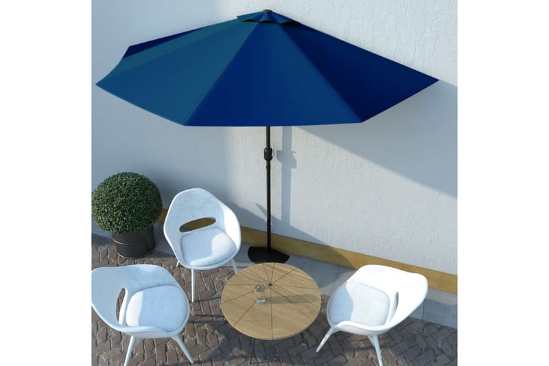 Balkongparasoll aluminiumstång blå 300x150x253 cm halv - Blå - Utemöbler - Solskydd - Parasoll - Balkongparasoll
