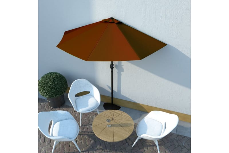 Balkongparasoll aluminiumstång terrakotta 270x135x245 cm hal - Brun - Utemöbler - Solskydd - Parasoll - Balkongparasoll