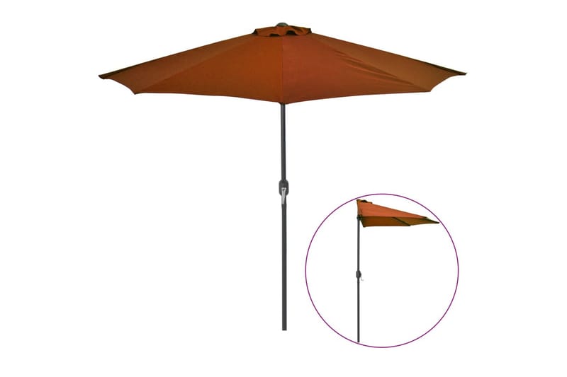 Balkongparasoll aluminiumstång terrakotta 270x135x245 cm hal - Brun - Utemöbler - Solskydd - Parasoll - Balkongparasoll
