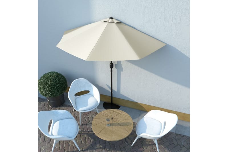 Balkongparasoll med aluminiumstolpe sand 270x135 cm halvrunt - Beige - Utemöbler - Solskydd - Parasoll - Balkongparasoll