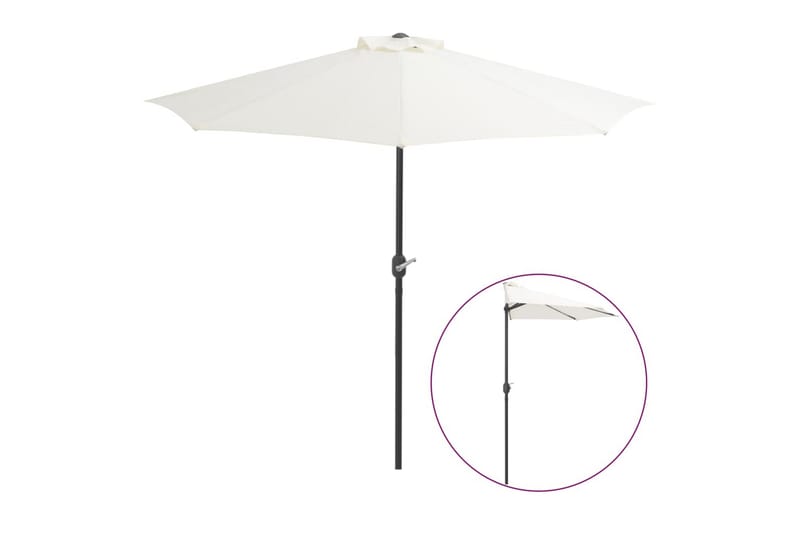 Balkongparasoll med aluminiumstolpe sand 270x135 cm halvrunt - Beige - Utemöbler - Solskydd - Parasoll - Balkongparasoll