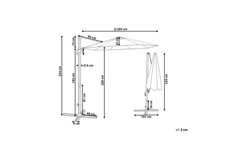 Calimera Hängparasoll 295 cm - Grå/Vit - Utemöbler - Solskydd - Parasoll - Hängparasoll
