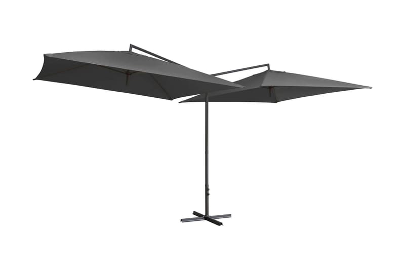 Dubbelt parasoll med stålstång 250x250 cm antracit - Grå - Utemöbler - Solskydd - Parasoll