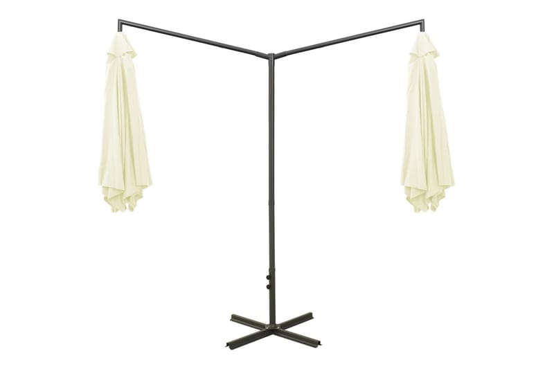 Dubbelt parasoll med stålstång sandfärgat 600 cm - Beige - Utemöbler - Solskydd - Parasoll
