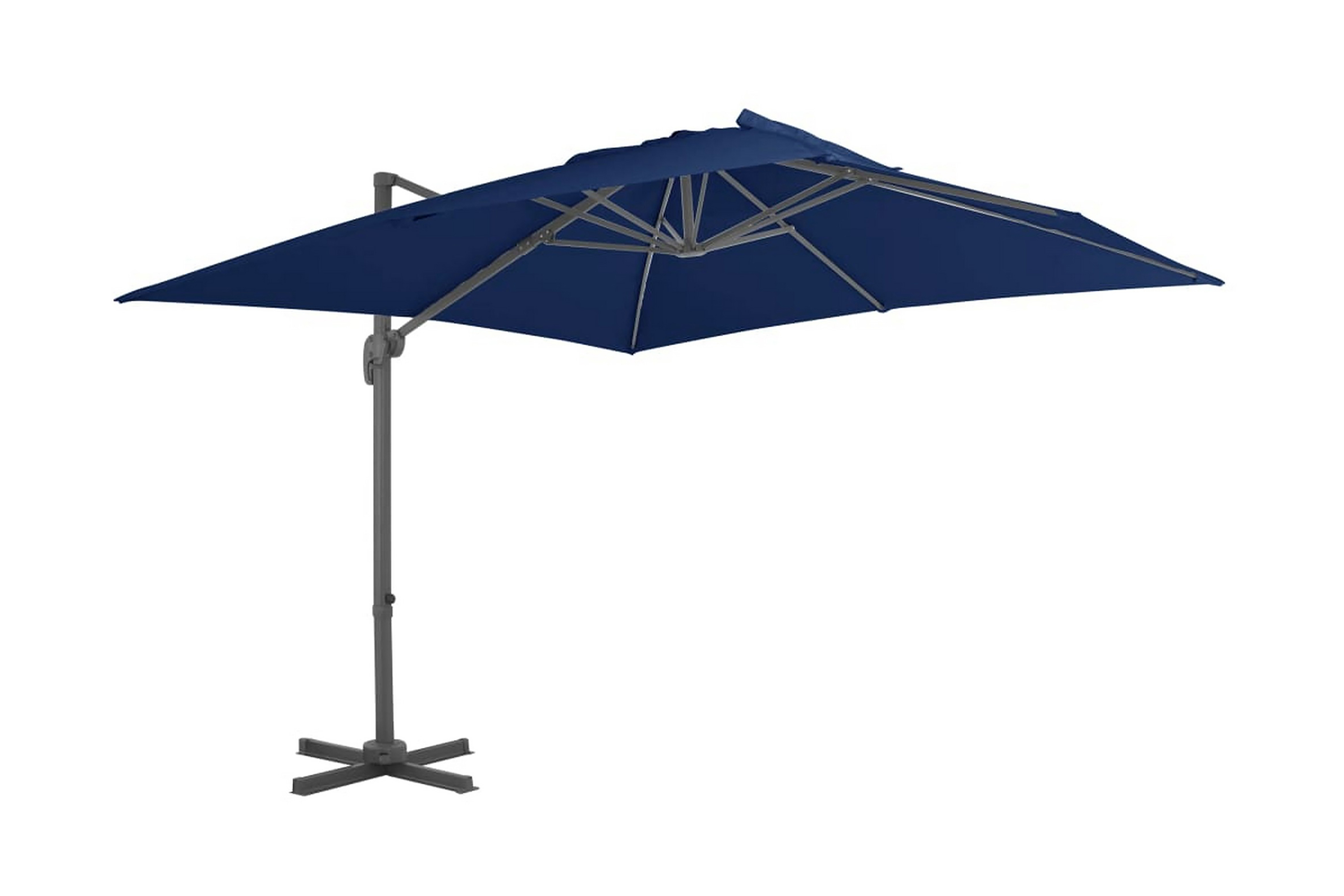 Frihängande parasoll med aluminiumstång 3×3 m azurblå – Blå
