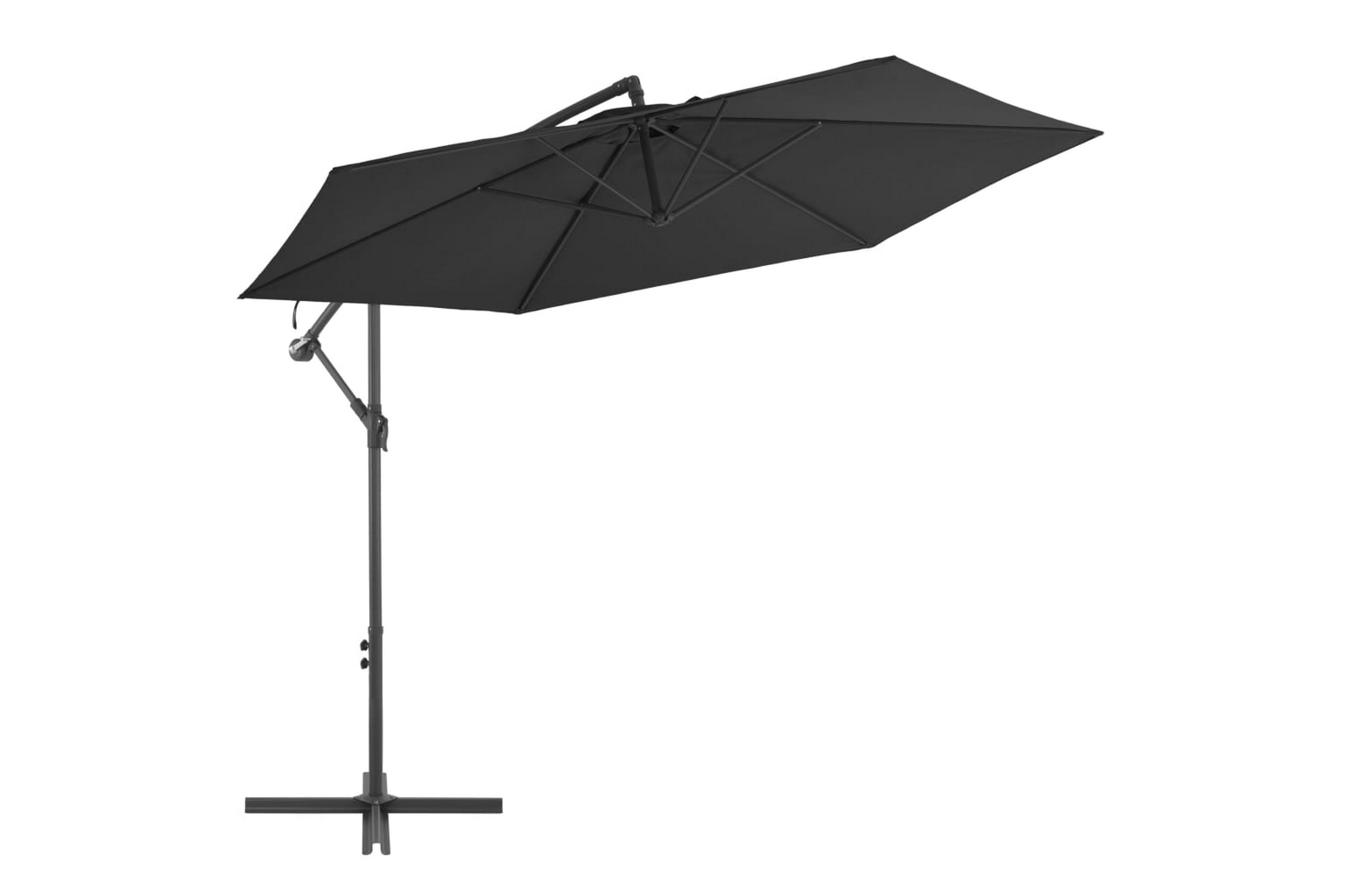 Frihängande parasoll med aluminiumstång 300 cm svart – Svart