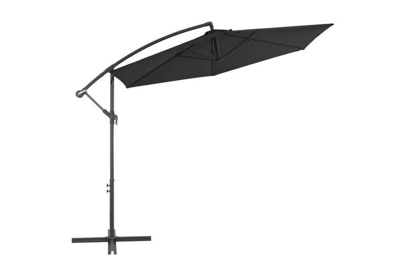 Frihängande parasoll med aluminiumstång 300 cm svart - Svart - Hängparasoll