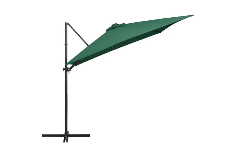 Frihängande parasoll med LED och stålstång 250x250 cm grön - Grön - Hängparasoll