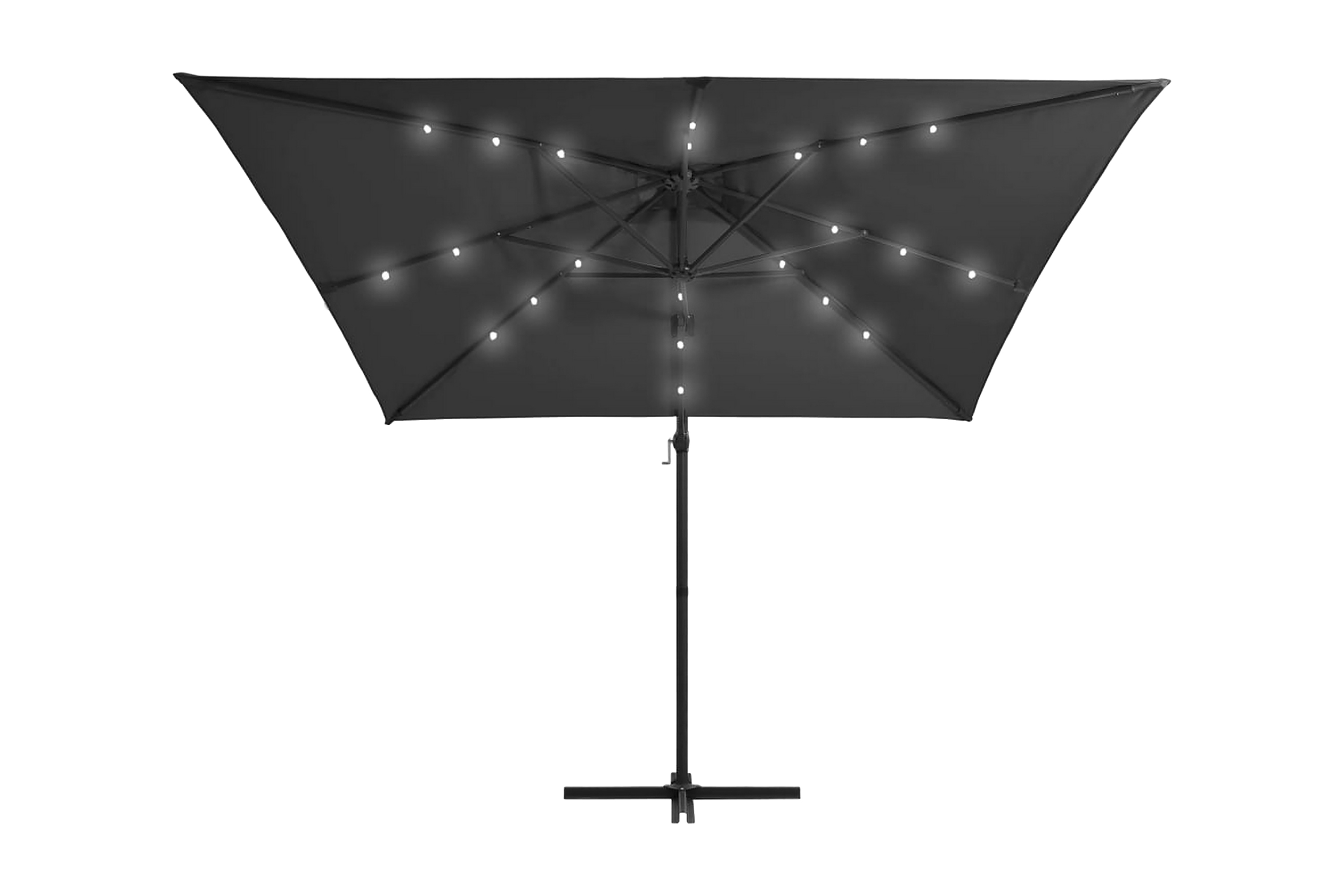 Frihängande parasoll med LED och stålstång 250×250 cm antrac – Grå