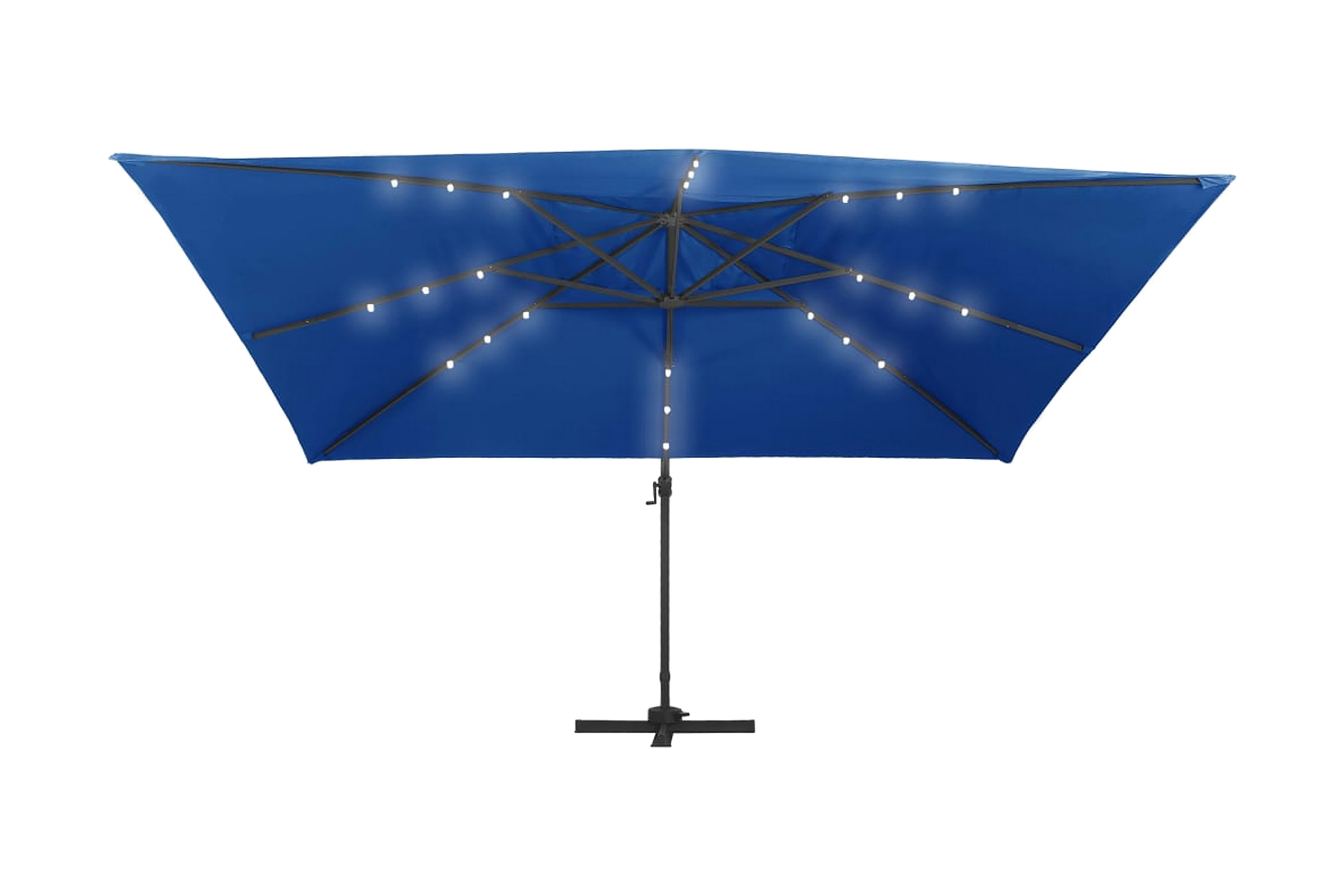 Frihängande parasoll med aluminiumstång & LED 400×300 cm azu – Blå