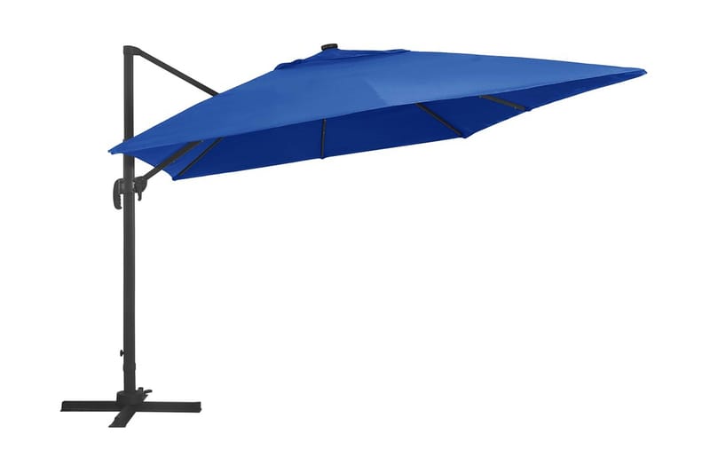 Frihängande parasoll med aluminiumstång & LED 400x300 cm azu - Blå - Hängparasoll
