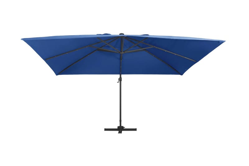 Frihängande parasoll med aluminiumstång & LED 400x300 cm azu - Blå - Hängparasoll