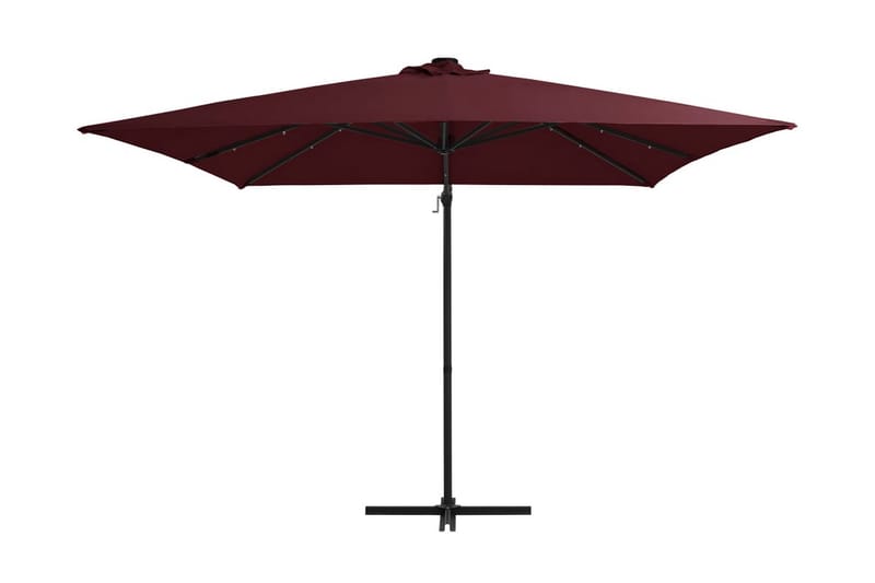 Frihängande parasoll med LED vinröd 250x250 cm - Vinröd - Utemöbler - Solskydd - Parasoll - Hängparasoll