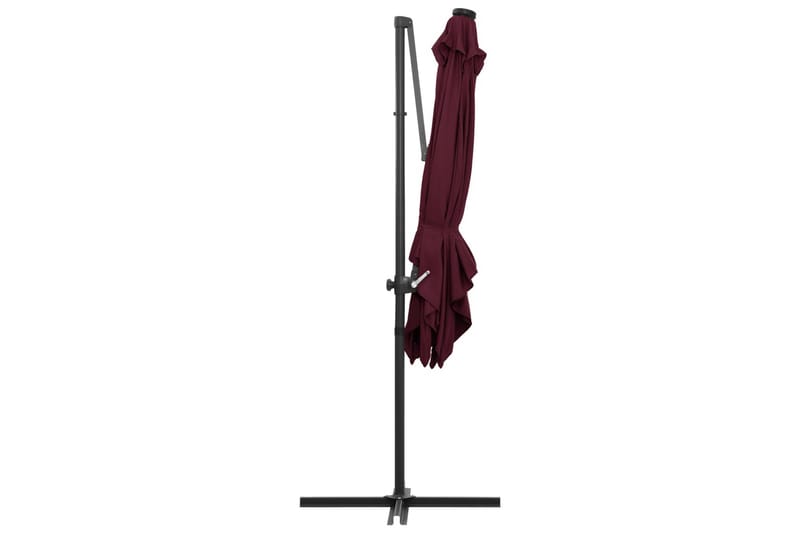 Frihängande parasoll med LED vinröd 250x250 cm - Vinröd - Utemöbler - Solskydd - Parasoll - Hängparasoll