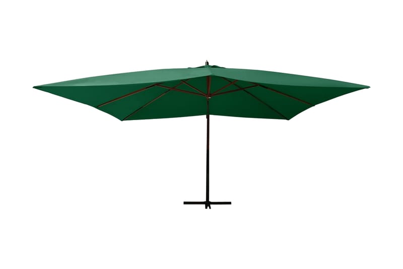Frihängande parasoll med trästång 400x300 cm grön - Grön - Utemöbler - Solskydd - Parasoll - Hängparasoll