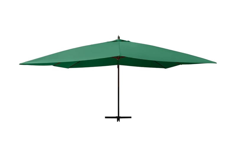 Frihängande parasoll med trästång 400x300 cm grön - Grön - Hängparasoll